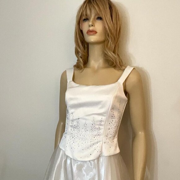 Aspeed white wedding gown corset rhinestone top 3-layer chiffon skirt EUC Size 4 - Picture 2 of 11